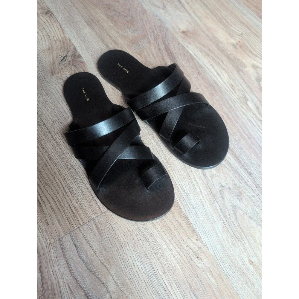 The Row City Kris Toe Ring Gladiator Sandals Womens EU 36 Black Leather - Picture 2 of 16